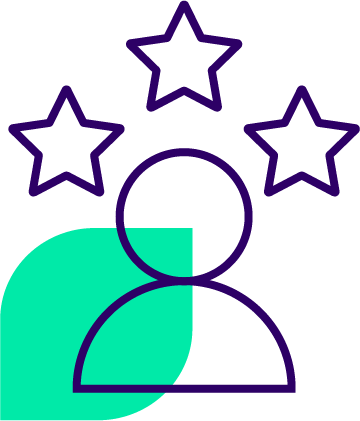 Graphic of person with stars above their head